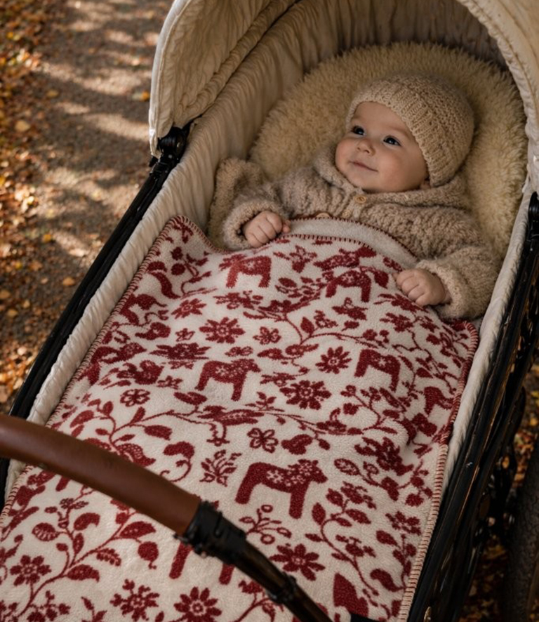 Pläd dalahästar 100% ull